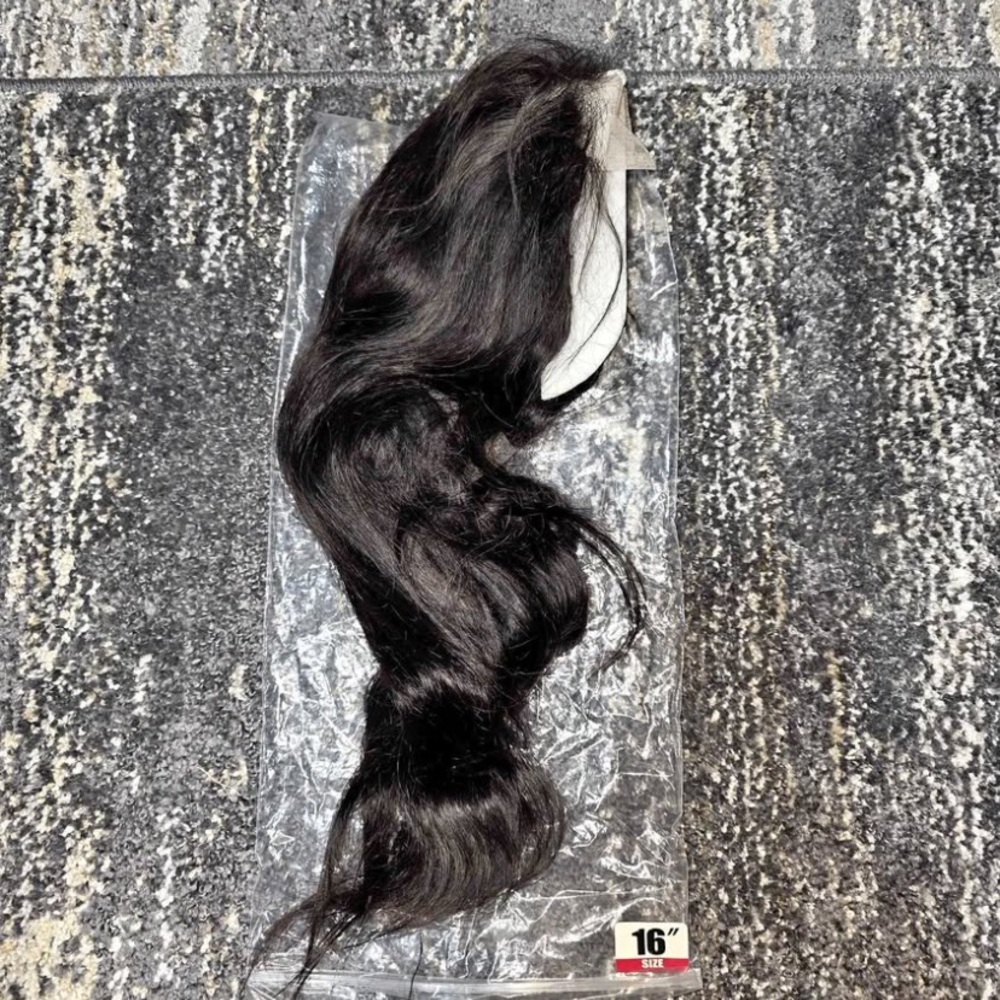 Natural Black 4x4 Lace Closure Wig 16 Inch Body Wave Human Hair Glue-less